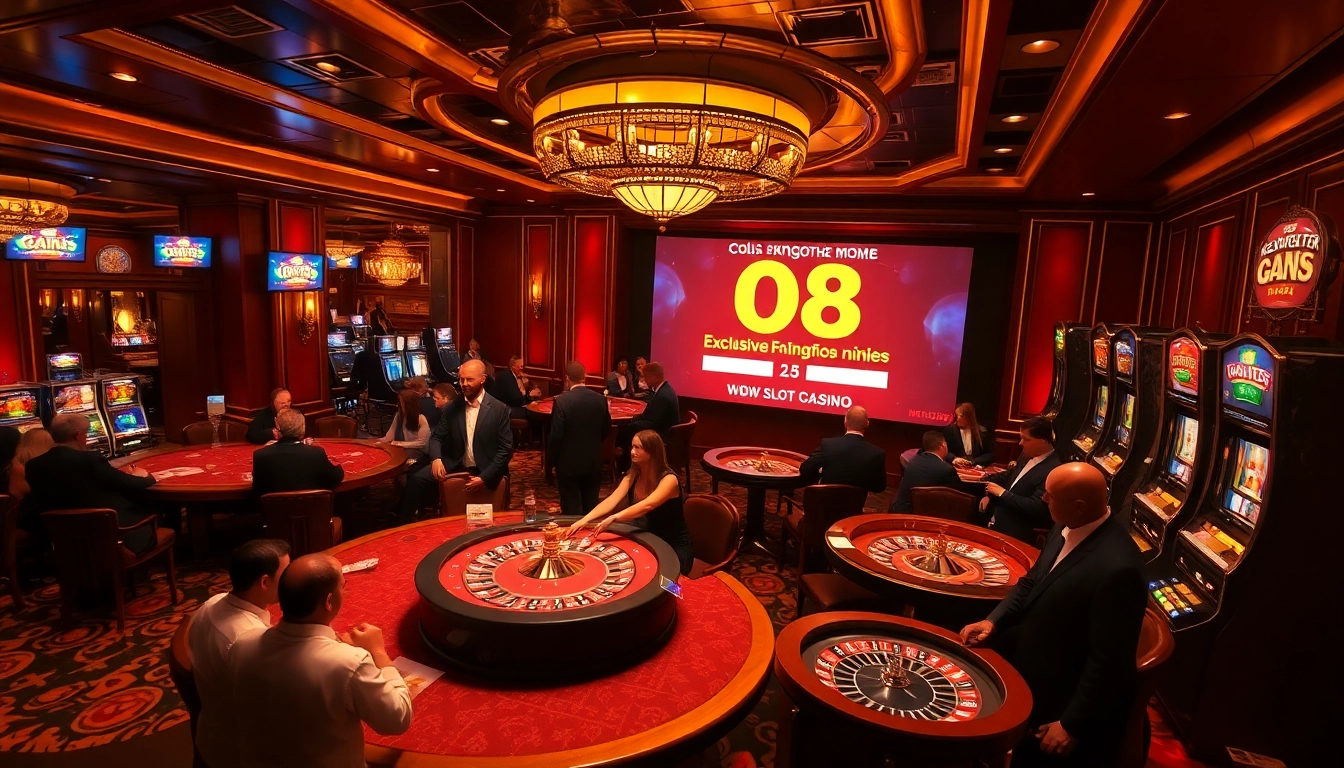 Experience the excitement of the O8 deal at a bustling casino with poker, roulette, and slot machines.
