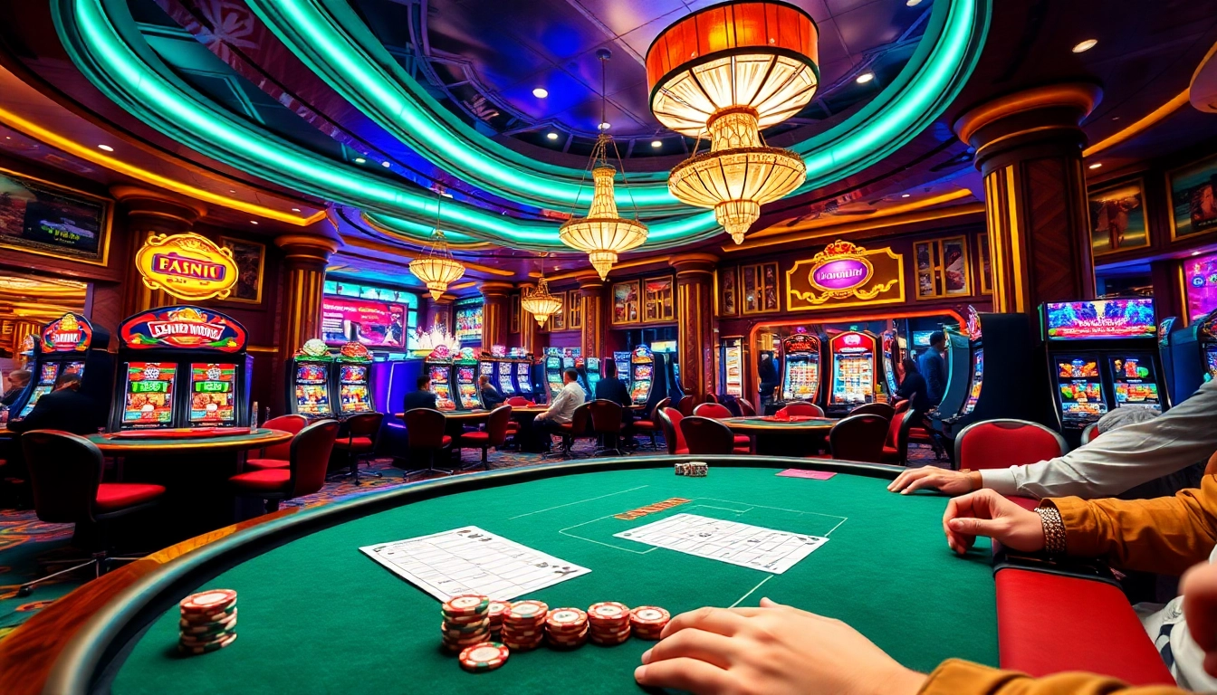 Xổ số siêu tốc brings exhilarating casino excitement with players engaged in dynamic gaming.